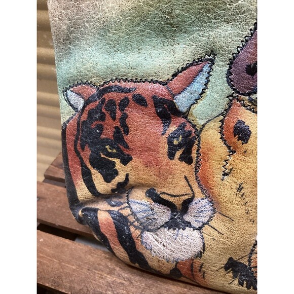 Signed Emily Ann Of Boca Raton Hand Painted Leather Make Up Pouch Wallet Clutch - Picture 5 of 15